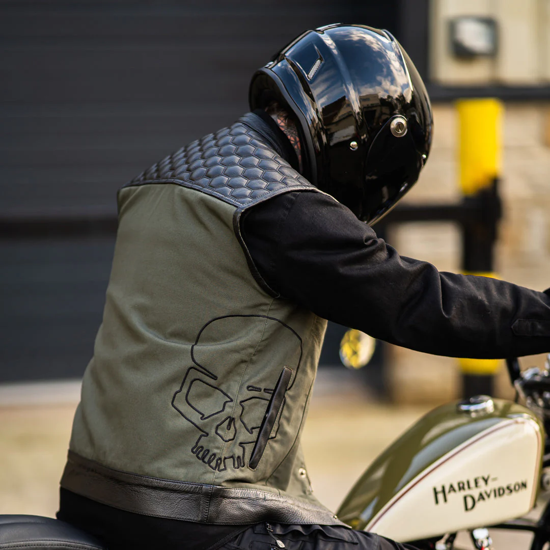 Motorcycle Cut Alpha Hex Leather & Denim - Image 4