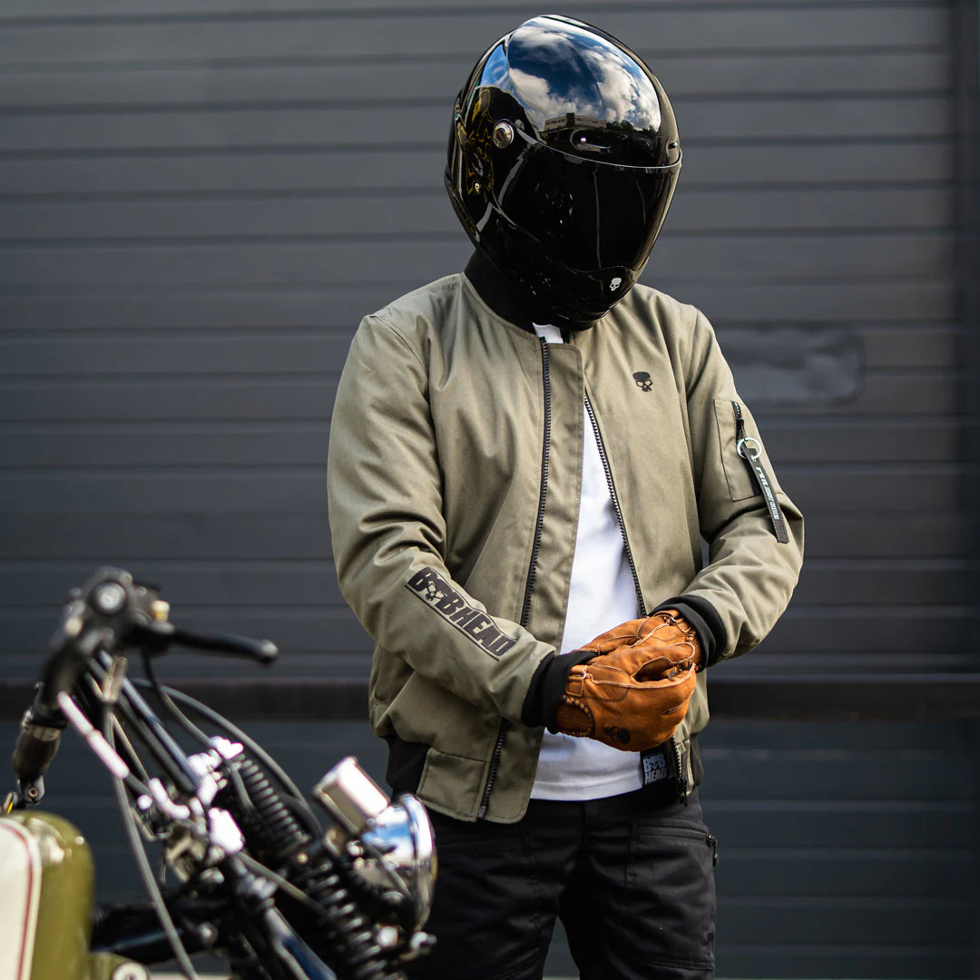 Motorcycle Jacket Protective Textile Alpha Bomber Green | Armored AAA - Image 2