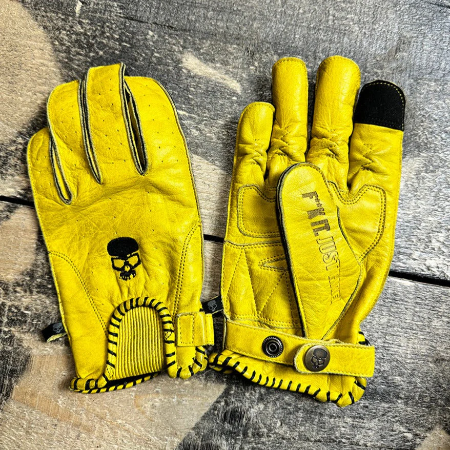 Motorcycle Glove Protective Shifter Leather Yellow - Image 2