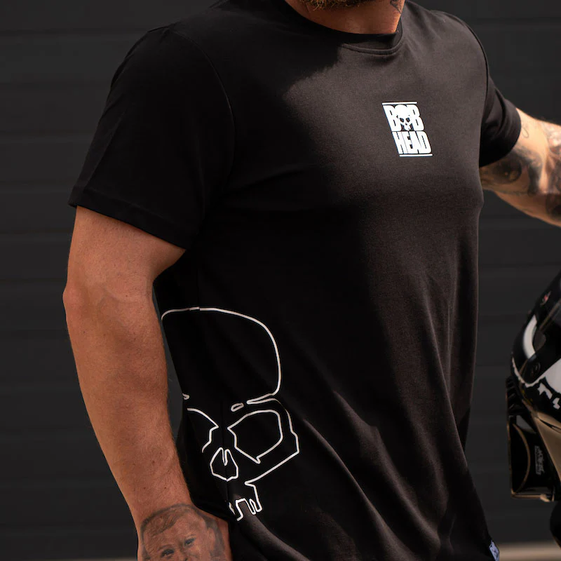 BOBHEAD Tech T-Shirt Side Skull White - Image 2