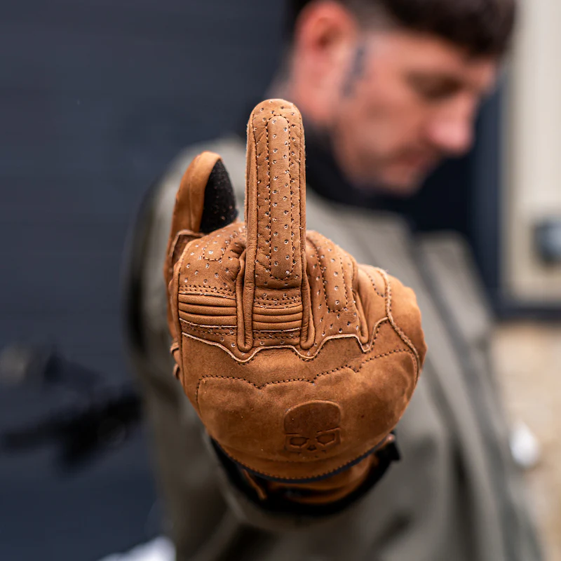 Motorcycle Glove Protective Reaper Leather Brown - Image 10
