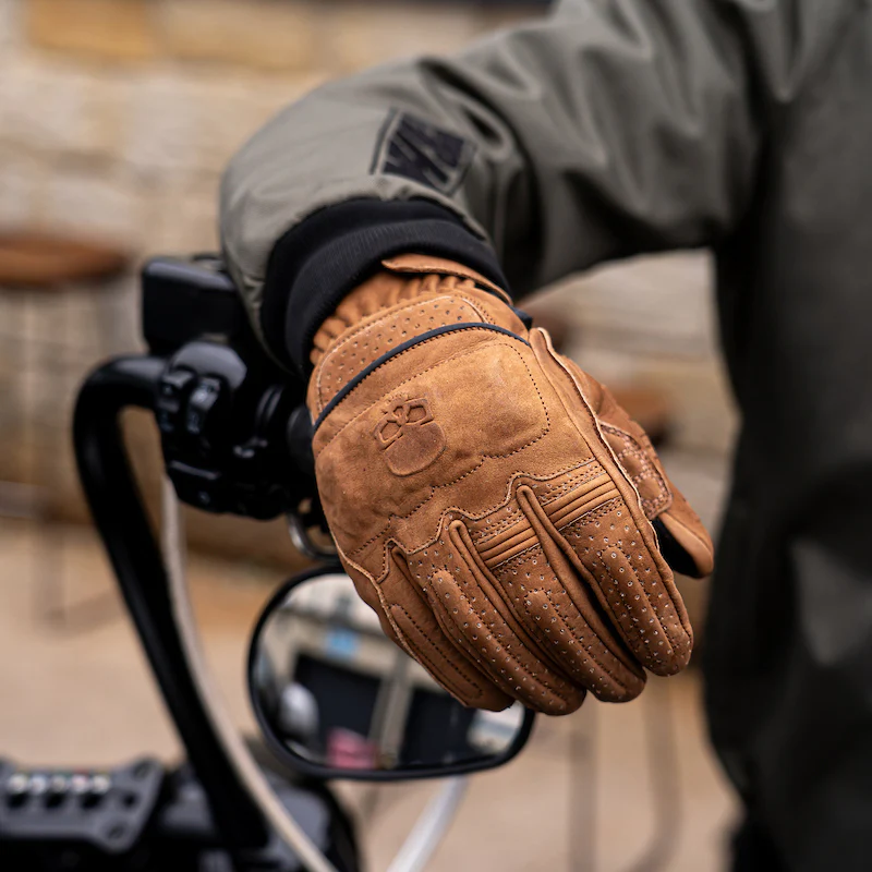 Motorcycle Glove Protective Reaper Leather Brown - Image 11