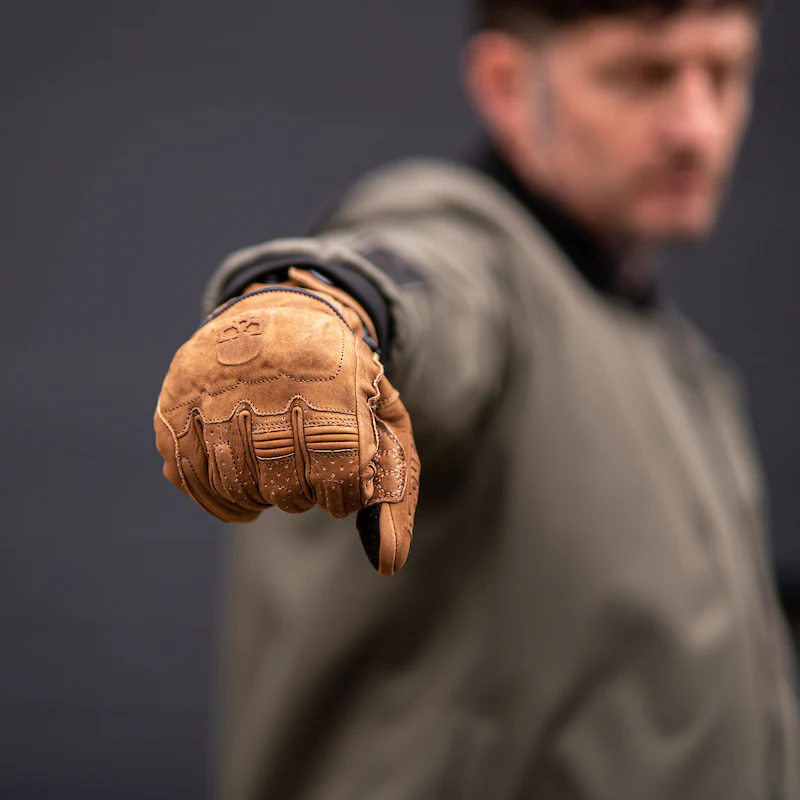 Motorcycle Glove Protective Reaper Leather Brown - Image 3