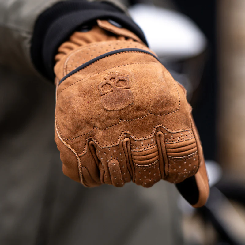 Motorcycle Glove Protective Reaper Leather Brown - Image 4