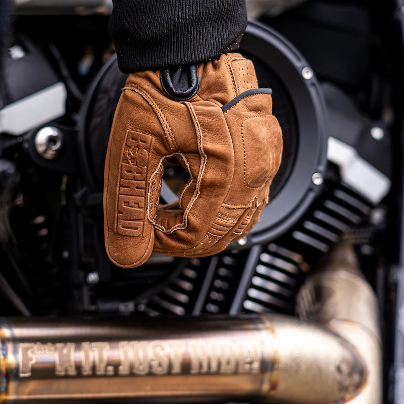 Motorcycle Glove Protective Reaper Leather Brown - Image 6