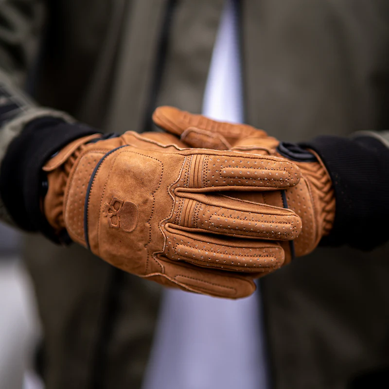 Motorcycle Glove Protective Reaper Leather Brown - Image 7
