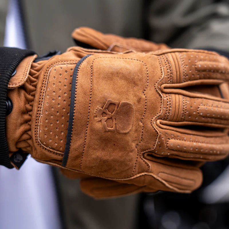 Motorcycle Glove Protective Reaper Leather Brown - Image 8