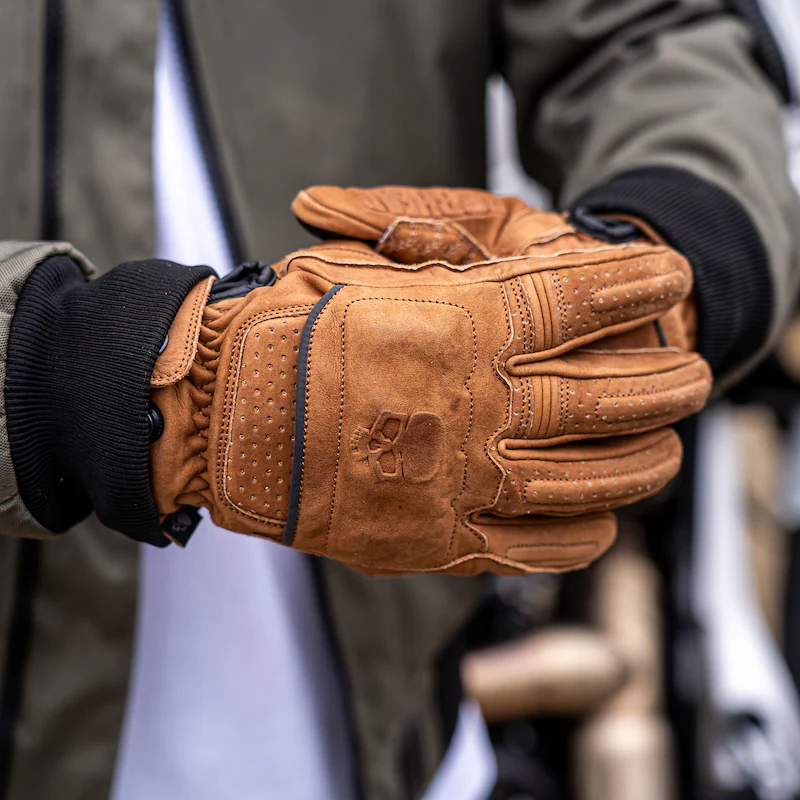 Motorcycle Glove Protective Reaper Leather Brown - Image 9